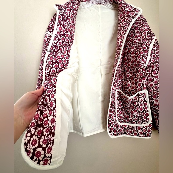 Pink Floral Cropped Puffer Jacket Size Small NWT‎ - Picture 5 of 8